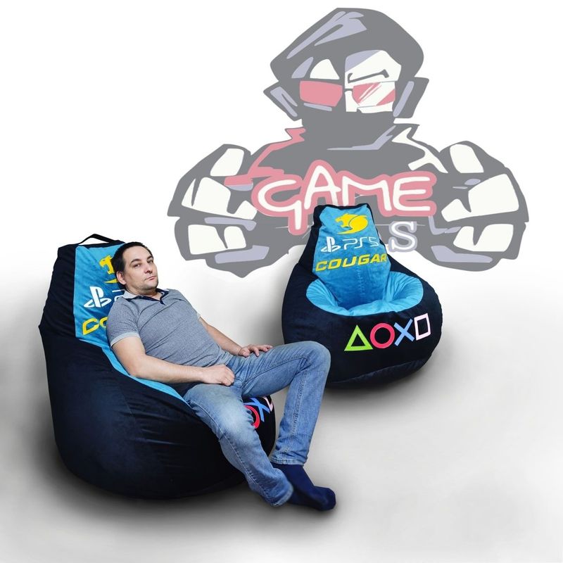 Бескаркасное кресло. Кресло мешок. Бинбэг Бинбег. PlayStation Бескаркасное кресло. Кресло мешок. Бинбэг Бинбег. PlayStation