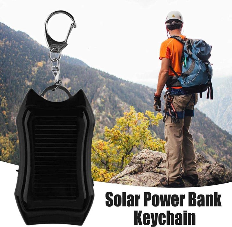 Solar Power Bank Keychain with LED Torch