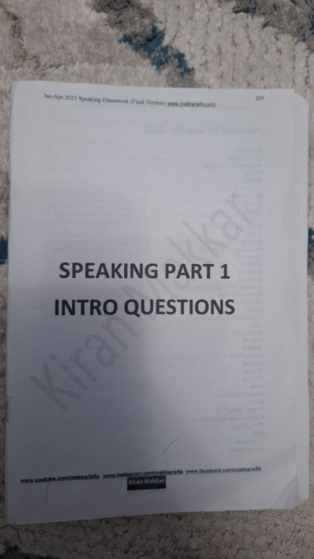 Speaking part 1 Intro Questions[Kiran Makkar]