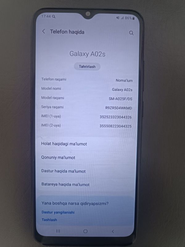 Samsung A 02 s 32 xotira Samsung A 02 s 32 xotira