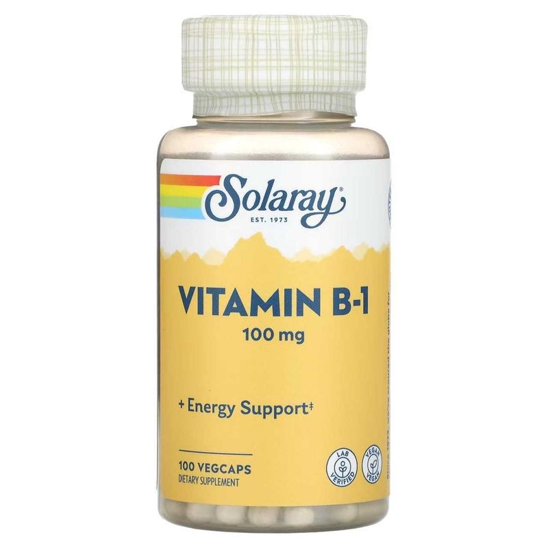 Тиамин, Витамин Б-1 100 вег. капсул, Solaray Vitamin B-1