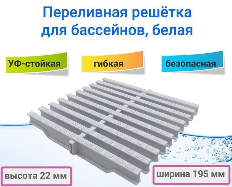 Переливная решётка для бассейнов. Высота 22мм, ширина 19,5мм.