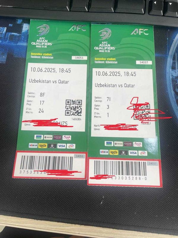 Qatar- Uzbekistan bilet bor futbol Qatar- Uzbekistan bilet bor futbol