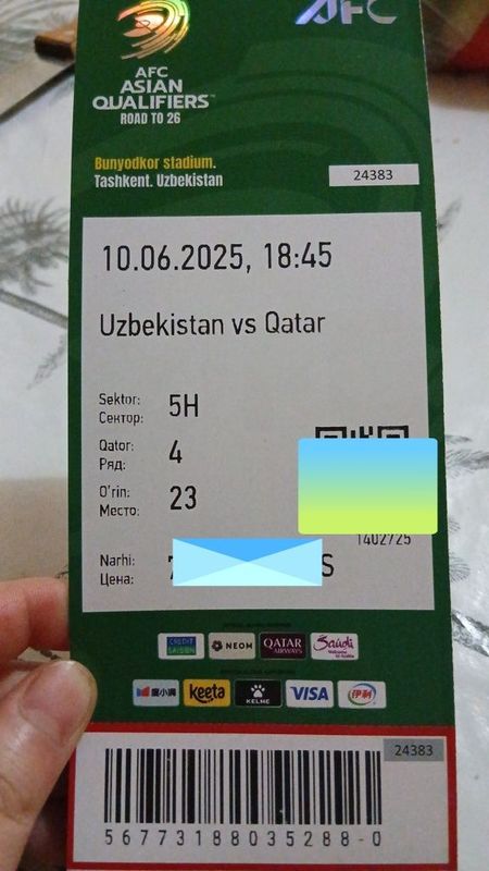 Oʻzbekiston&Qatar. Bilet Oʻzbekiston&Qatar. Bilet