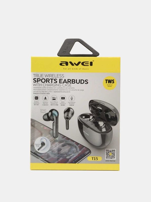 Беспроводные наушники AWEI T15 True Wireless Sports Earbuds Беспроводные наушники AWEI T15 True Wireless Sports Earbuds