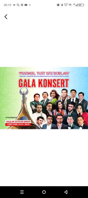 Gala konsertga 2ta bilet bor yahshi joydan Gala konsertga 2ta bilet bor yahshi joydan