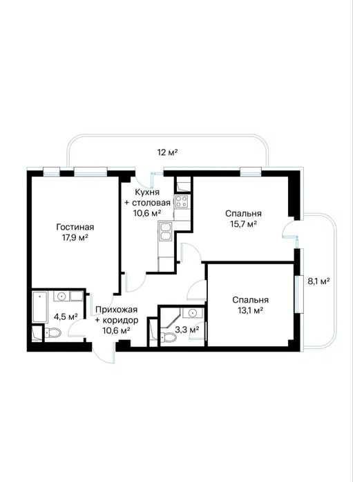 PARKWOOD 3 ком\101м2\7 этаж ор-р Нукусская Госпитальный Рынок КОРОБКА! PARKWOOD 3 ком\101м2\7 этаж ор-р Нукусская Госпитальный Рынок КОРОБКА!