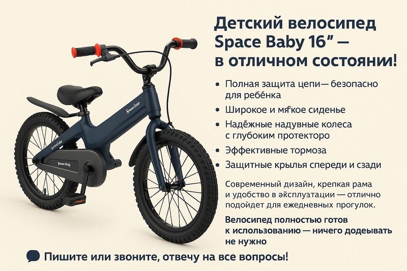 Детский велосипед Space Baby 16" — в отличном состоянии! Детский велосипед Space Baby 16" — в отличном состоянии!