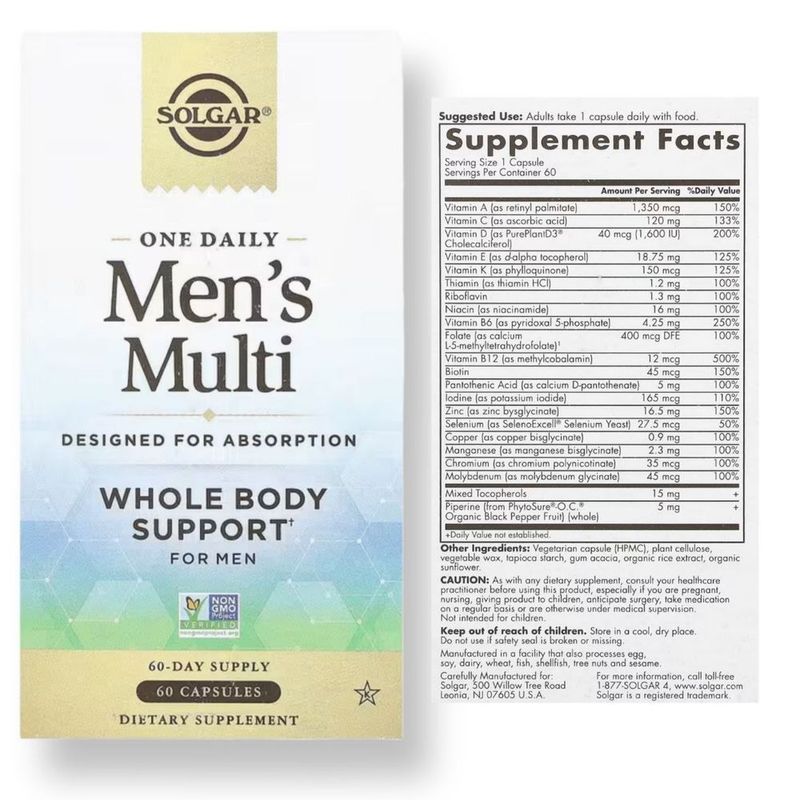 Мультивитамины для Мужчин Solgar One Daily Men's Multi из Америки Мультивитамины для Мужчин Solgar One Daily Men's Multi из Америки
