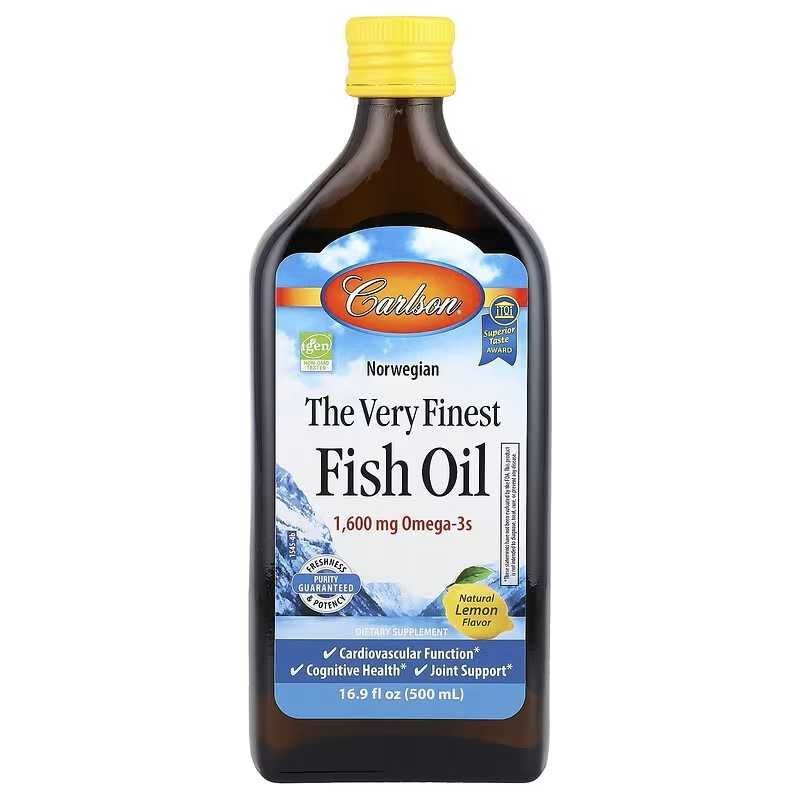 Carlson, Finest Fish Oil, Рыбий жир, лимонный вкус, 1600 мг, 500 мл