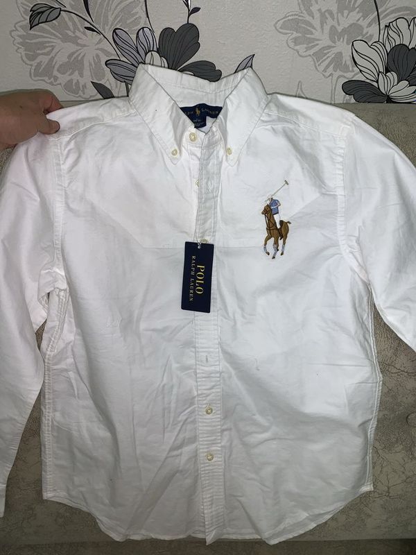 Рубашка от Polo оригинал белоснежная лен