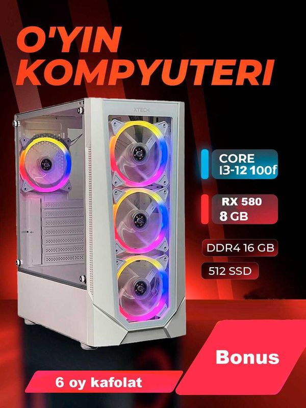 игровой компьютер i3 12100F 16GB DDR4 3200mhz 512gb m.2 ssd rx580 8GB игровой компьютер i3 12100F 16GB DDR4 3200mhz 512gb m.2 ssd rx580 8GB