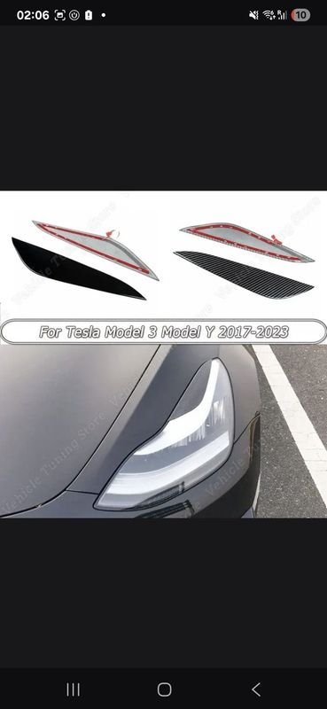 Карбоновый накладки на фары для Tesla 3 Y Карбоновый накладки на фары для Tesla 3 Y