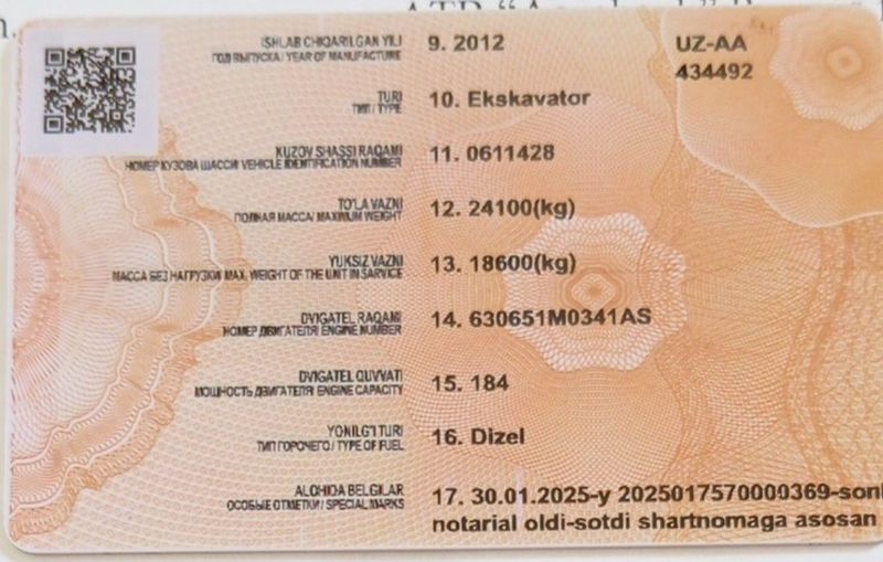 Ekskavatur sotiladi Ekskavatur sotiladi