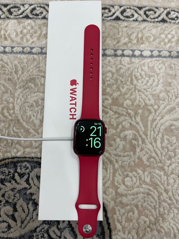 Apple Watch 7- Series Red Aluminium Case Red sport Band 45MM GPS