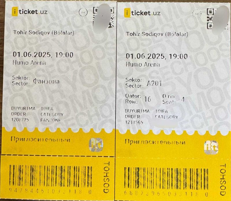 Tohir Sodiqov konsertiga Fanzona va o'rindiqli bilet bor Tohir Sodiqov konsertiga Fanzona va o'rindiqli bilet bor
