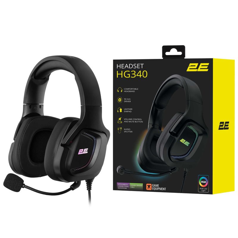 Наушники игровые, проводные 2E GAMING HG340 RGB USB 7.1 Наушники игровые, проводные 2E GAMING HG340 RGB USB 7.1