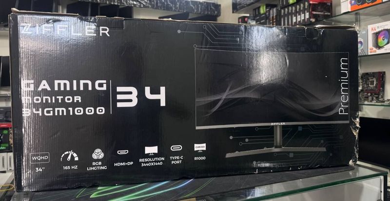 Ziffler 34' Curved Gaming Monitor 3K 165Hz