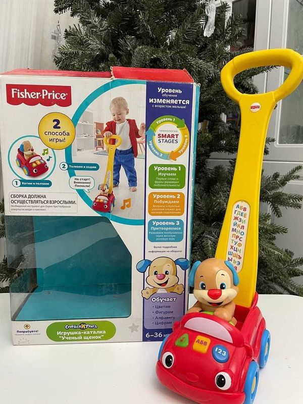 Интерактивная игрушка каталка Fisher Price Смейся и учись-Ученый щенок