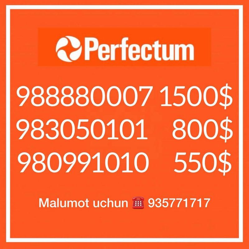 Perfectum nomerlar sotiladi Perfectum nomerlar sotiladi