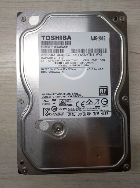 Жёсткий диск, 1Тб, 1 Tb TOSHIBA, SATA 3, HDD