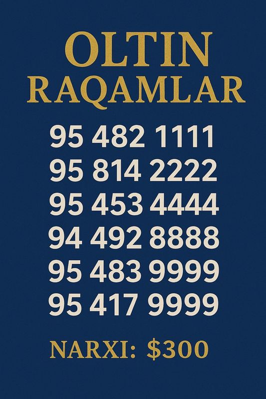 Chiroyli raqamlar / 4ta bir xil raqamlar Chiroyli raqamlar / 4ta bir xil raqamlar