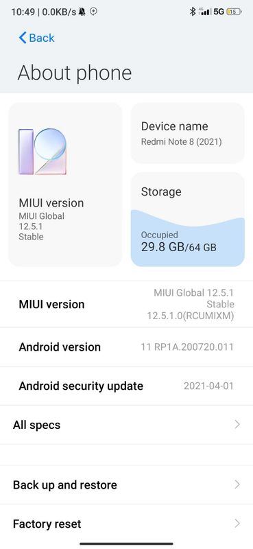 Redmi note 8 2021