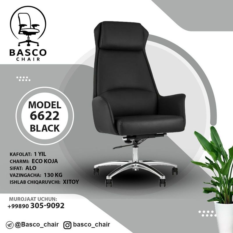 Basco chairdan Model "(6622) Black" kreslo Sifatli Qulay Zamonaviy