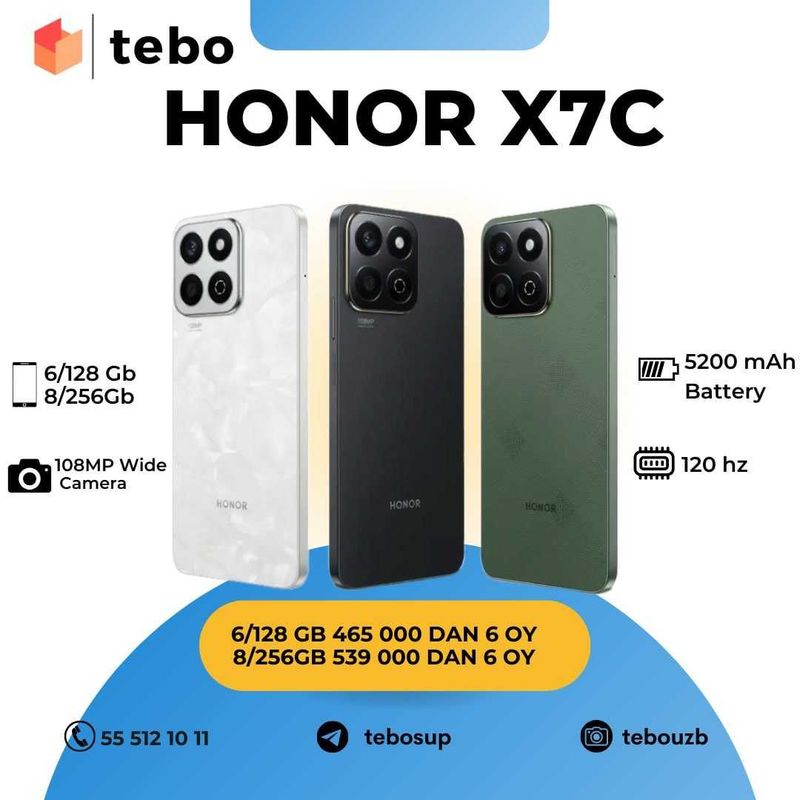 Honor X7B telefonlari Muddatli to'lovga