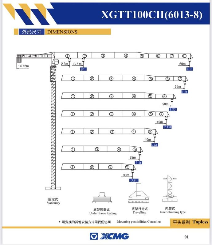 Kran Zoomlion, XCMG kranlari 8T 60m Kran Zoomlion, XCMG kranlari 8T 60m
