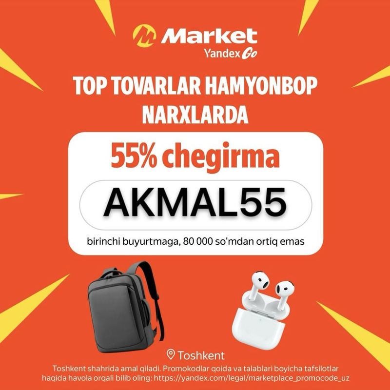 Yandex Market PROMOKOD - AKMAL55 Yandex Market PROMOKOD - AKMAL55