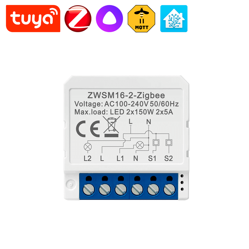 Умный Реле - Tuya ZigBee - 2 канальное Умный Реле - Tuya ZigBee - 2 канальное