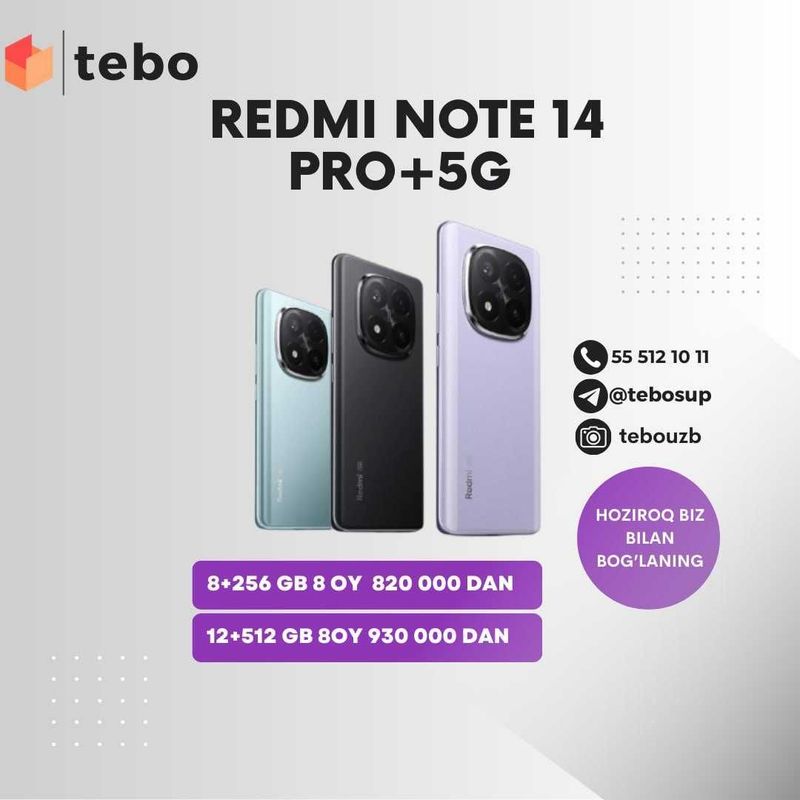 Redmi note 14 pro 5G muddatli to'lovga