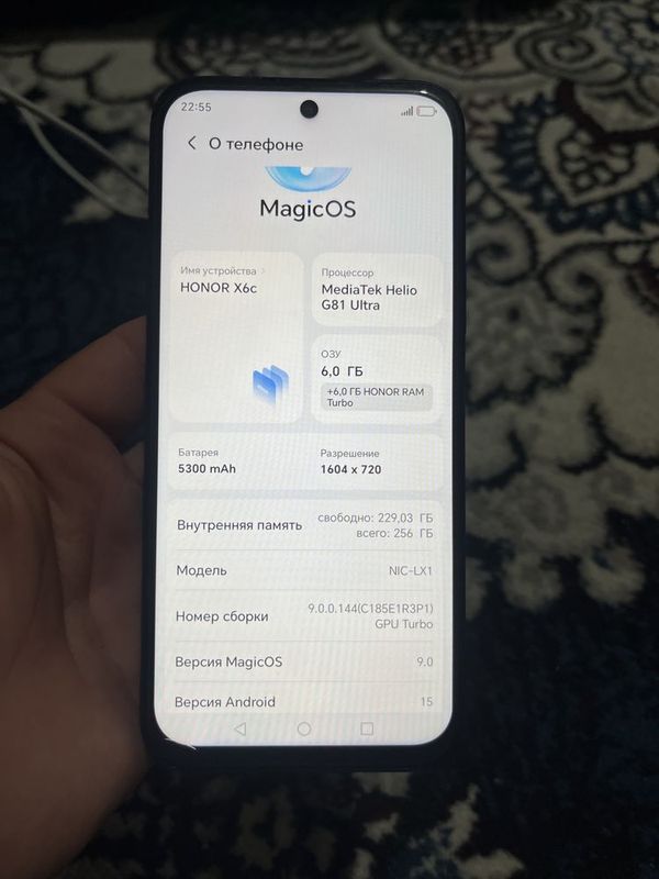 Honor x6c srochna sotiladi 12/256 2hafta ishlatilgan