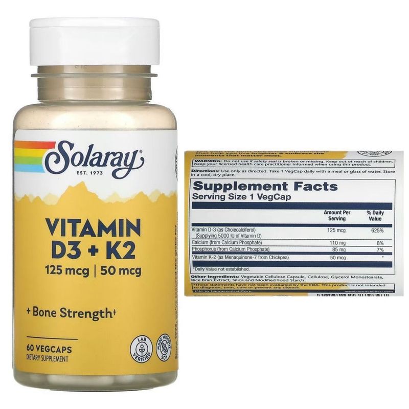 Витамин Д3+К2 Solaray 120 капсул Vitamin D3 + K2 из Америки Витамин Д3+К2 Solaray 120 капсул Vitamin D3 + K2 из Америки