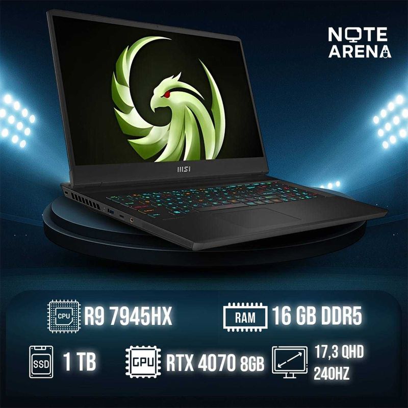 Msi Alpha 17 Ryzen9-7945HX/16GB/512GB/RTX4070/17.3 QHD 240HZ Msi Alpha 17 Ryzen9-7945HX/16GB/512GB/RTX4070/17.3 QHD 240HZ