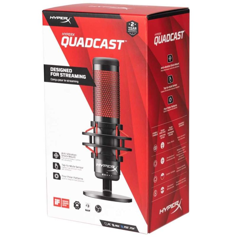 Микрофон HyperX QuadCast, черный/красный Микрофон HyperX QuadCast, черный/красный