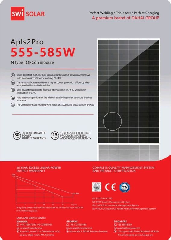 Solar/ Quyosh Panel 585kv 22.64kdp Solar/ Quyosh Panel 585kv 22.64kdp