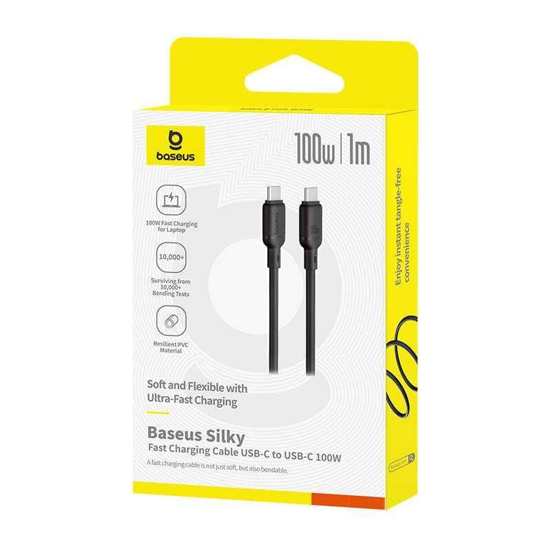 Кабель Baseus Silky Type-C to Type-C 100w 1 метр быстрая зарядка Кабель Baseus Silky Type-C to Type-C 100w 1 метр быстрая зарядка