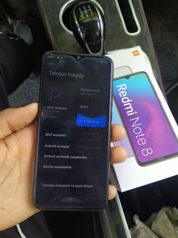 Redmi note 8 sotiladi xotira 64 Gb