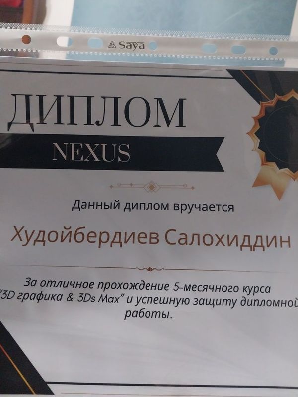 3Д графика& 3 Д s Max. Диплом курса NEXUS, диплом