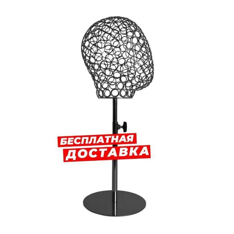 Манекен голова женская для шапок, платков, париков серебряная