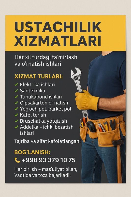 Ustachilik hizmatlari kerak bo‘lsa bizga murojat qiling