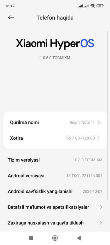 Redmi Not 11 128/8 Redmi Not 11 128/8