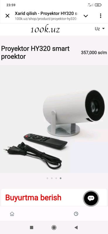 Proyektor hy320 smart proektor Proyektor hy320 smart proektor