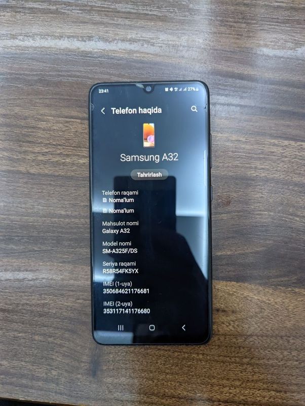Телефон Samsung Galaxy A32 4/64GB 2TA sim imei o'tgan aybi yo'