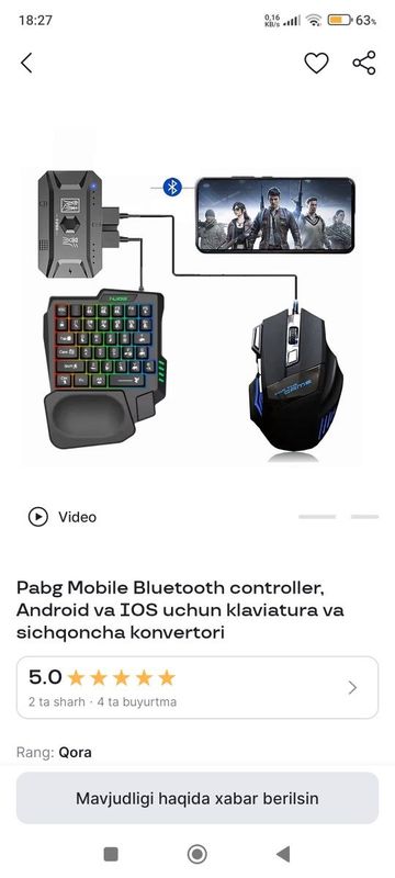 PUBG geympad, Bluetooth bilan mos keluvchi kontroller, oʻyin klaviatur