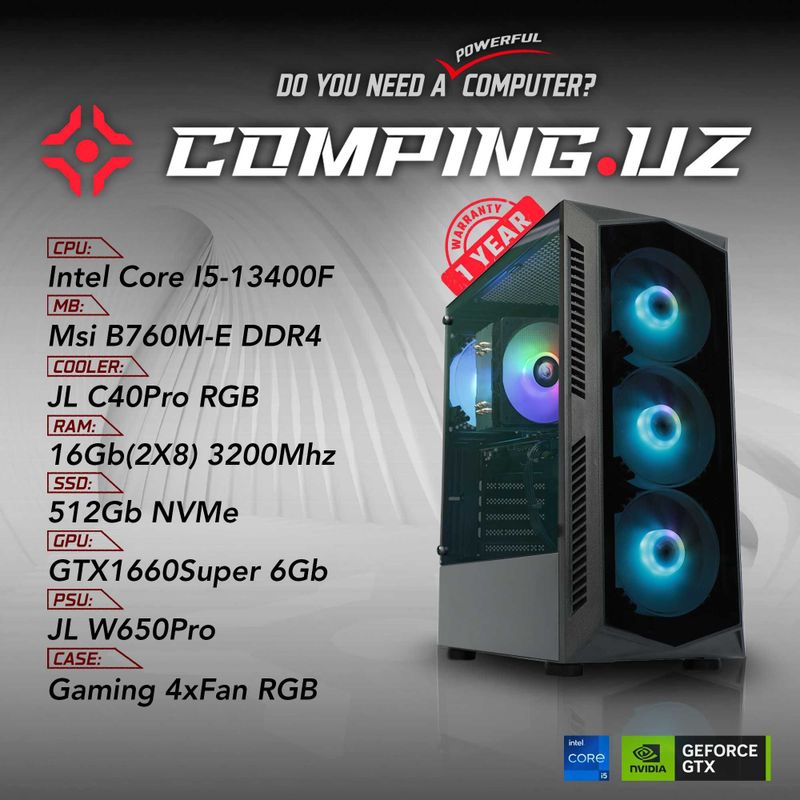 (NEW) 13400F/B760M/16Gb/512Gb/GTX1660Super (NEW) 13400F/B760M/16Gb/512Gb/GTX1660Super