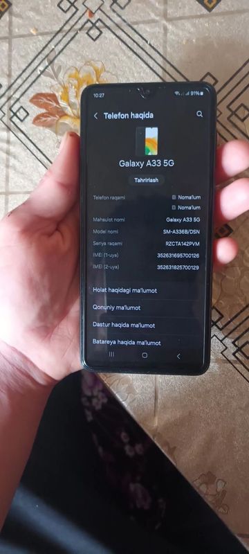 Samsung A33 Xotira 128 Operativka 6 Xolati ideal Narxini kelishamiz