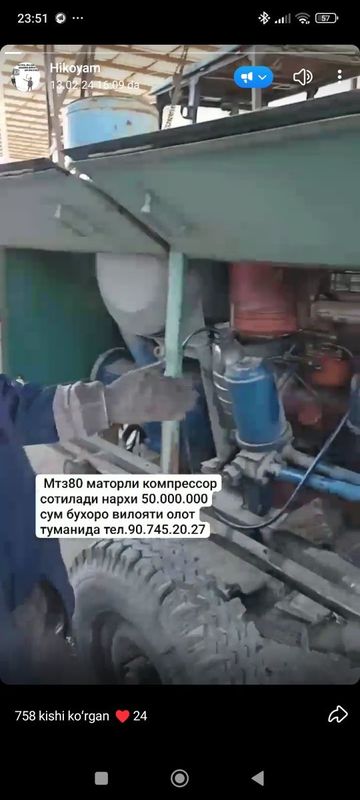 Янги 8,10,12лик камперессор сотилади бухорода Янги 8,10,12лик камперессор сотилади бухорода